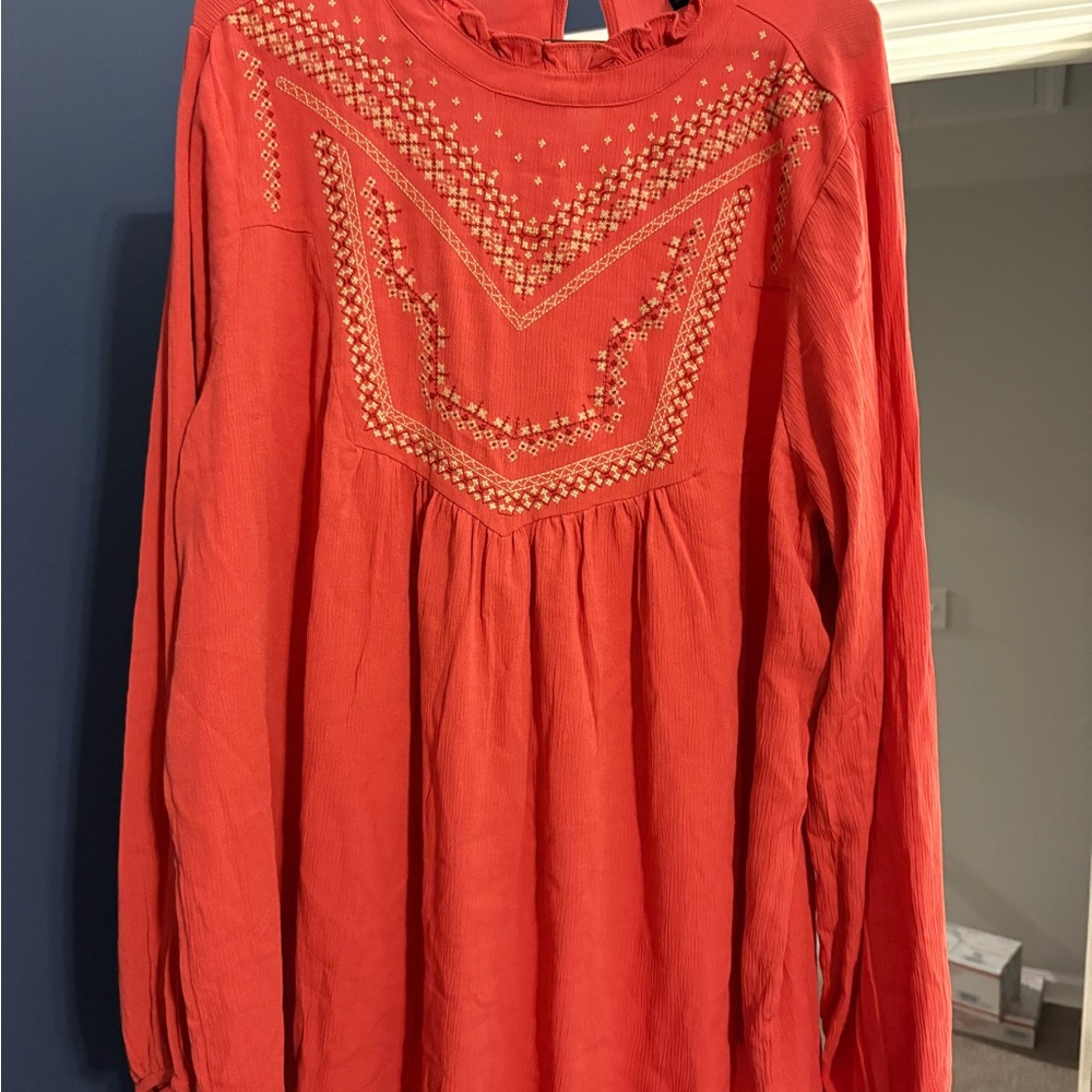 Torrid Orange Embellished Long Sleeve Blouse